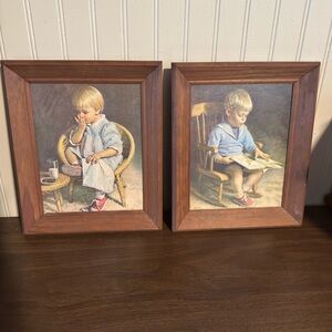 Vintage Framed Child Portraits Set